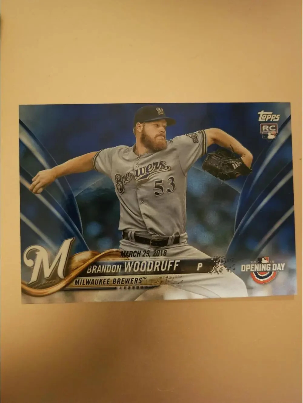 Brandon Woodruff #122 Purple Foil 2018 Topps Opening Day Rookie RC - RAW Mint - Picture 1 of 2